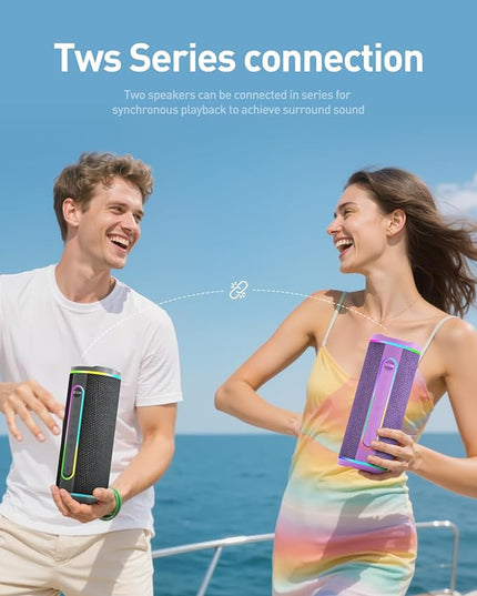 X-Boom Go Portable Bluetooth Speaker, Max 40W Hi-Fi Sound, Dome Tweeter & Track Bass Driver, Dual EQ Modes, IP65 Waterproof, RGB Light Show, TWS Stereo Pairing, Bluetooth 5.4, 10H Playtime
