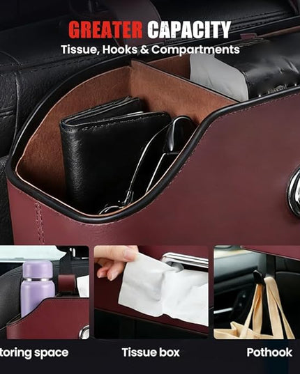 3-in-1 Car Backseat Organizer, 2026 Multifunctional Car Back Seat Storage Organize Box with Cup Holder Tissue Box, for Hold Phones, Snacks, Drinks, Handbags (Orange)