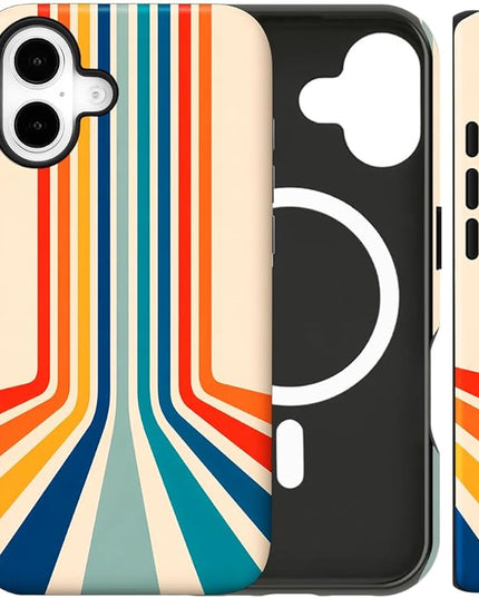 Magnetic for iPhone 17 Case Cute Frog Stripes Phone Case, Summer Shockproof Slim TPU and Hard PC Protective Phone Cover Compatible with MagSafe Designed for Women Girls