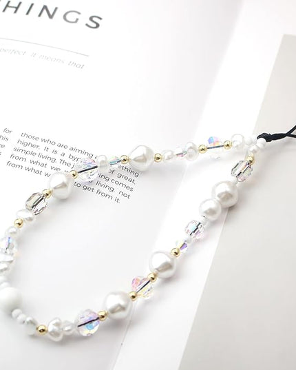 Beaded Camera Wrist Strap, Cute Phone Charms Strap, Pearl Bracelet Wrist Strap, Phone Keychain Decoration for Wallet
