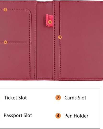 Melsbrinna Premium Leather Passport Holder Covers Case, Waterproof Rfid Blocking Travel Wallet Passport Holder with Pen Holder, Cute Passport Book for Women/Men