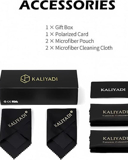 KALIYADI Polarized Sunglasses for Men and Women Semi-Rimless Frame Driving Sun glasses UV Blocking