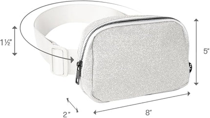C.C Glitter Tiny Mesh Fanny Pack For Women Unisex - Shimmering Daily Waist Crossbody Belt bag With Adjustable Strap (Silver)