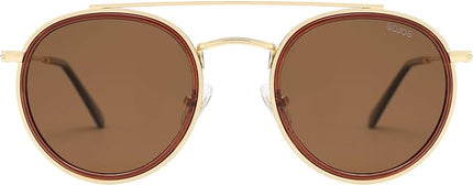 SOJOS Retro Vintage Round Polarized Sunglasses for Women Men Small Double Bridge Circle Sunnies SJ1104
