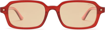 SOJOS Trendy Rectangle Polarized Sunglasses Womens Mens, Small Retro Fashion Thin Slim Square Sunnies SJ2610