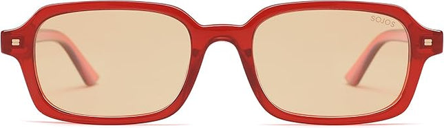 SOJOS Trendy Rectangle Polarized Sunglasses Womens Mens, Small Retro Fashion Thin Slim Square Sunnies SJ2610