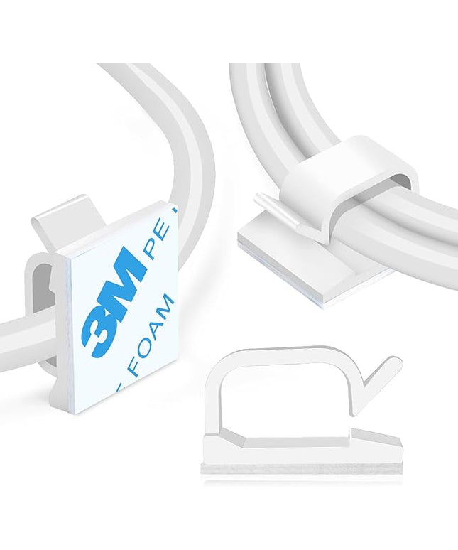 XHF 3/4” Adhesive Cable Wire Clips White 120pcs, Cable Staples Outdoor Cable Management Wire Organizer Cord Holder for Under Desk, Car, Wall, TV PC Ethernet Cable