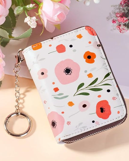 FurArt Zipper Wallet Women, RFID Blocking Credit Card Wallet, Business Card Holder, Compact Size KeyChain Wallet