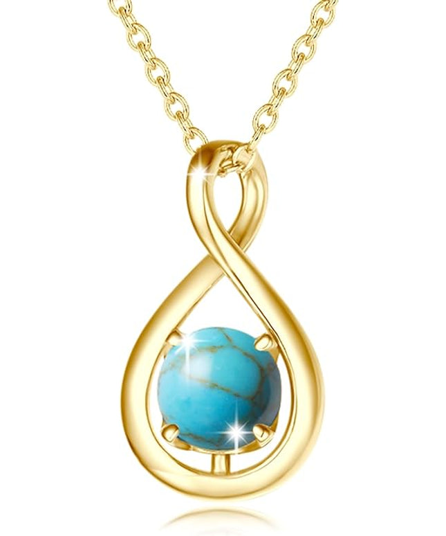 FANCIME Birthstone Necklaces for Women Fine Jewelry Sterling Silver Dainty Infinity Pendant Anniversary Birthday Christmas Gifts for Her Wife Mom Lady Daughter, Chain 16"+2" Extend