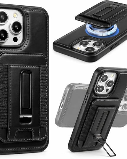 Mizi Magnetic Wallet for iPhone (2025 Upgraded) – 5-Card Holder, RFID Blocking, 3,200g Magnetic Strength, Slim Vegan Leather – Compatible with iPhone 16/15/14/13/12 Series (Not for Mini) – Black