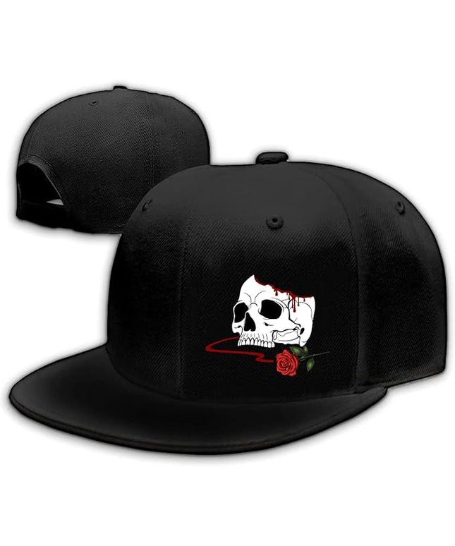 Skull Finger Flat Bill Hats for Men Black Mens Snapback Hat Baseball Cap Fitted Hat Rock N Roll Skeleton Hand Snap Backpack