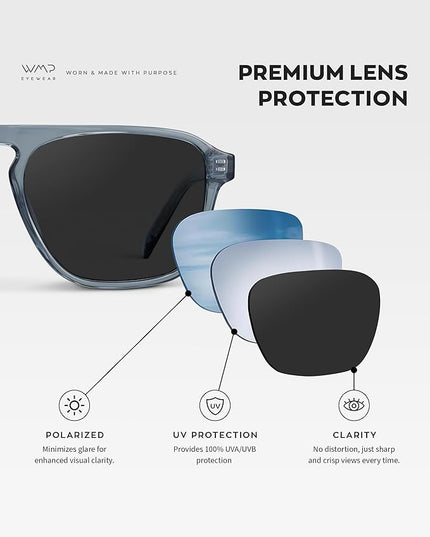 WearMe Pro Polarized Modern Aviator One-Bridge Square Mens Sunglasses