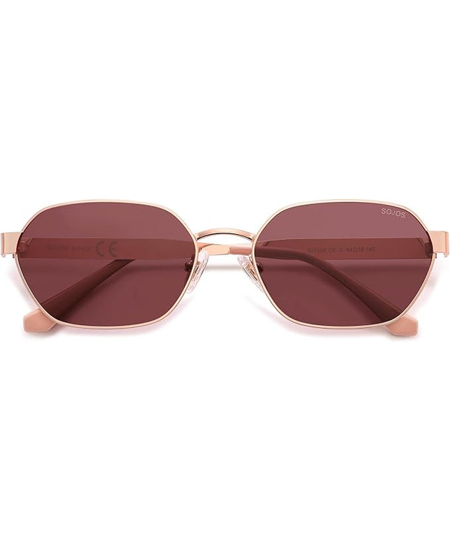 SOJOS Trendy Polarized Hexagon Sunglasses for Women Men, UV400 Retro Rectangle Shades SJ1238
