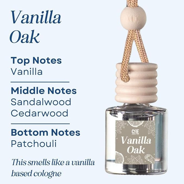 C&E Craft Co Hanging Car Air Freshener Diffuser 2 Pack, Long Lasting Fragrance Oil Car Freshener, Glass Bottle Auto Air Freshener, Made in USA (Vanilla Oak)