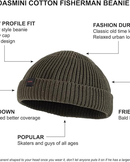 2 Pack Fisherman Beanie Hats for Men Women,Knit Trawler Skull Cap,Watch Cap,Spring Fall Winter Warm Short Hats
