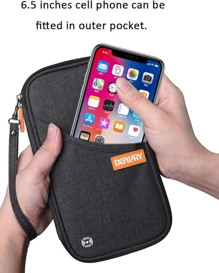 defway Passport Holder Travel Wallet - Family Passport Holder of 4, RFID Blocking Passport Wallet for Men Women, Travel Essentials for Flying, BLACK