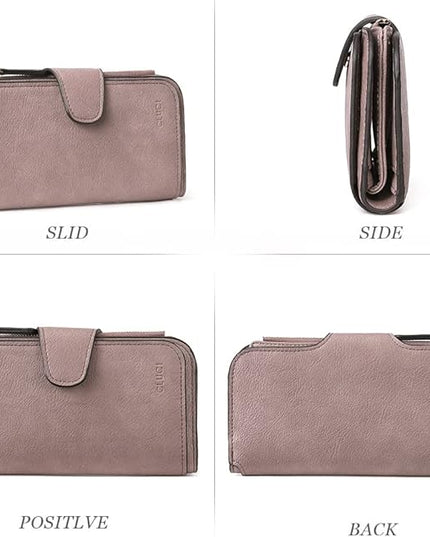 CLUCI Wallet For Women PU Leather RFID Blocking Womens Wallet Bifold Card Holder with ID Window Gifts for Women Birthday | RFID Blocking, Designer, Trifold, Card Holder, ID Window