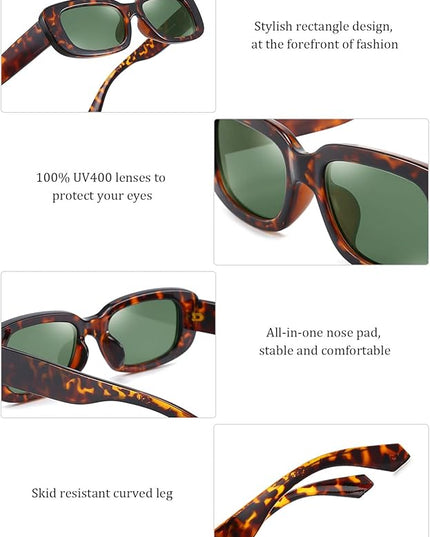 Dollger Rectangle Sunglasses for Women Men Trendy Retro Fashion Sunglasses UV 400 Protection Square Fram