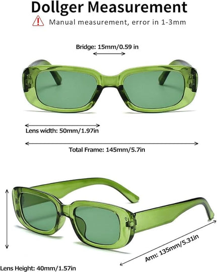 Dollger Rectangle Sunglasses for Women Men Trendy Retro Fashion Sunglasses UV 400 Protection Square Fram