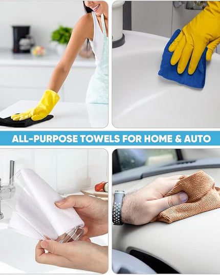 AIDEA Microfiber Cleaning Cloth 330 Sheets 6 Roll, Black Microfiber Towels for Cars, Shop Rags Washable, Cleaning Rags Reusable Paper Towels for Automotive, Mechanic, Workshops, House, 11×9"