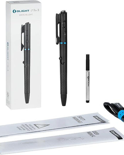 OLIGHT O'Pen 3 EDC Pen Light,120 Lumens with Green Beam, Red and White, USB-C Rechargeable LED Flashlight for Office, Writing, Presentation, Outdoor Uses, Professional Business Gift(Black)
