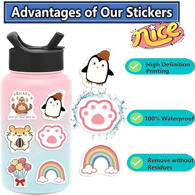 600 Pcs Cute Stickers Bulk for Kids Girls Teens Adults,Waterproof Cute Animal Stickers Pack for Water Bottles Laptop Phone,Teacher Prizes Sticker for Kids Classroom School