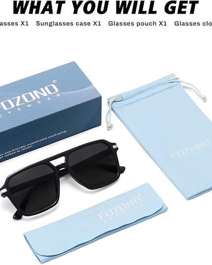 Retro Aviator Sunglasses for Women Men Trendy Classic Square 70s 80s 90s Vintage Shades Double Bridge Aviators FZN813