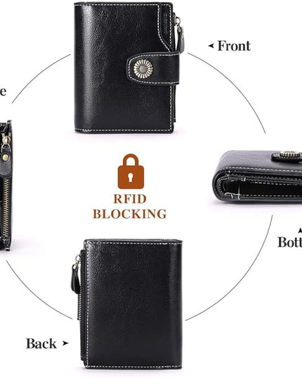 FALAN MULE Small Wallet for Women Leather Bifold Compact Small Womens Wallet with RFID Blocking