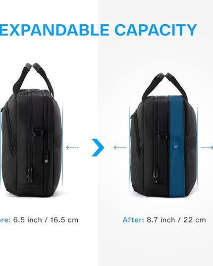 BAGSMART 17.3 Inch Laptop Bag, Expandable Computer Bag Laptop Briefcase Men Women,Laptop Shoulder Bag,Work Bag Business Travel Office, Black
