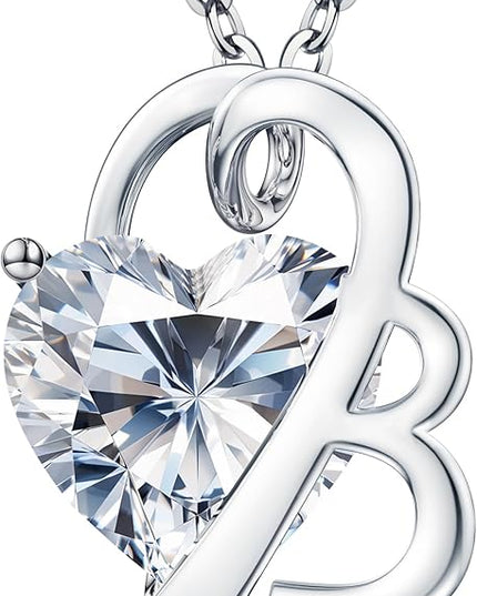 ForeverLove Heart Necklaces for Women, 4-2 Carats Heartshap Moissanite, Silver Pendant Jewelry, Anniversary Birthday Gifts for Wife, Girlfriend, Daughter, Mom