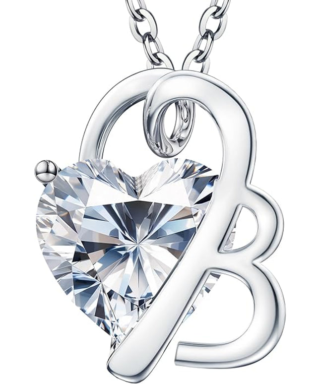 ForeverLove Heart Necklaces for Women, 4-2 Carats Heartshap Moissanite, Silver Pendant Jewelry, Anniversary Birthday Gifts for Wife, Girlfriend, Daughter, Mom