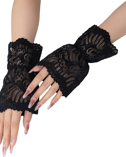 Elegant Lace Flower Gloves Detachable Cuff Sleeves Hand Wear Accessory for Women Fashion Layering Formal Outfit