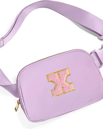 Gitus Initial Belt Bag Fanny Pack Crossbody Bag for Girls Birthday Gifts Age 8-10 Teen Girl Gifts Trend Stuff Personalized Letter Gifts for Daughter Sister (Lavender-X)