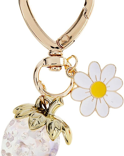 Agromusk Cute Strawberry Keychain,Bag Charms,Kawaii Heart Flower Daisy Key chains Accessories Decor for Girls Purse Gift