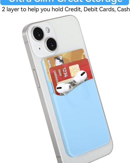 SS Phone Wallet, Phone Card holder for Phone Case Credit Card Holder Stick on, Navy Pastel Blue