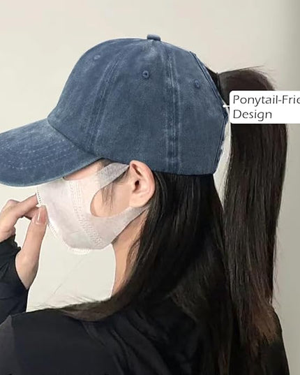 YeeHeen Ponytail Baseball Cap for Women High Messy Bun Caps Washed Cotton Hats