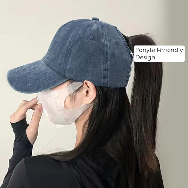 YeeHeen Ponytail Baseball Cap for Women High Messy Bun Caps Washed Cotton Hats