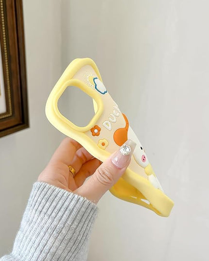 Case Compatible with iPhone 12 Pro Max,Cute 3D Kawaii Funny Scarf Duck Cartoon Cover with Keychain Soft Silicone Gel Drop Protector Women Girls