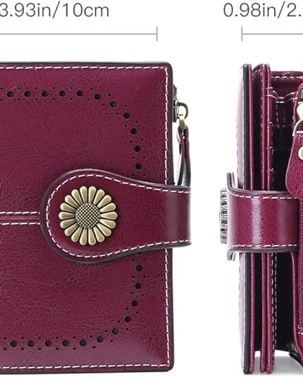 SENDEFN Small Womens Wallet Leather Bifold Card Holder RFID Blocking with Zipper Coin Pocket