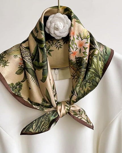 ANDANTINO 100% Pure Mulberry Silk Small Square Scarves -21'' x 21''- Digital Printed Neckerchief –Women Men Lightweight Scarf