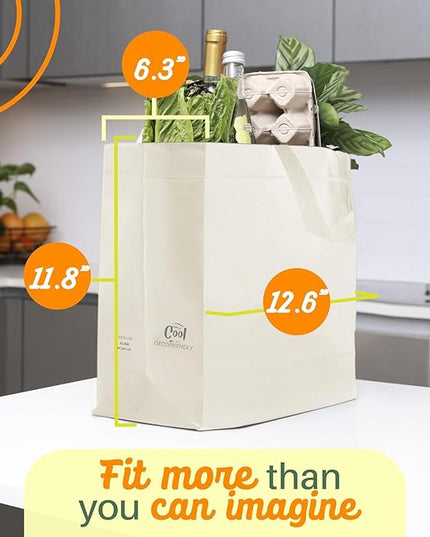Simply Cool Reusable Grocery Bags Eco-Friendly - Reusable Shopping Bags, Heavy Duty Grocery Bags, Foldable, Tote Bags Bulk