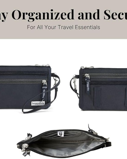 Baggallini Anti-theft RFID Currency Organizer 8"x4.25" Travel Accessory Passport Holder Money Belt Wallet w/Card Slots