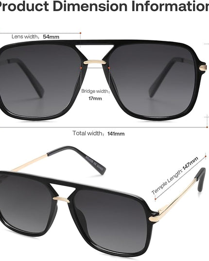SOJOS Sunglasses for Women & Men, Square, Retro, Polarized Lens, Trendy Aviator, 90s Shades