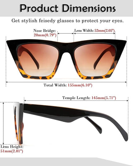 FEISEDY Vintage Square Cat Eye Sunglasses Women Trendy Cateye Sunglasses B2473