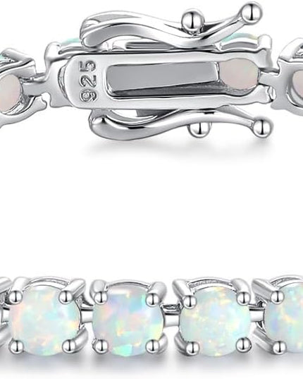 FANCIME Birthstone Bracelet Sterling Silver Gemstone Tennis Bracelets Fine Jewelry Wedding Bridal Prom Birthday Gift for Women Her, Length 7.2 Inch Width 4mm