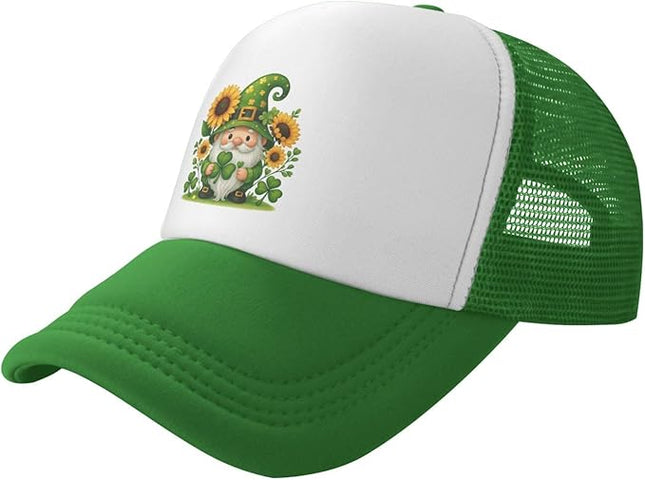 St Patricks Day Lucky Shamrock Hat, Green Clover Baseball Cap for Men Women,Fashion Adjustable Mesh Trucker Hat