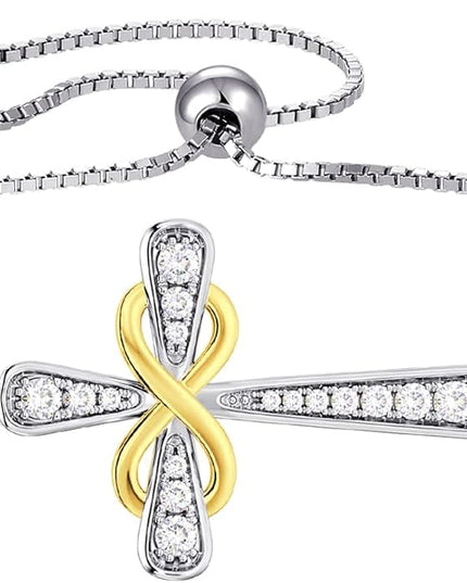 YL Cross Bracelet 925 Sterling Silver Infinity Sideways Link Bracelet Birthstone Jewelry for Women