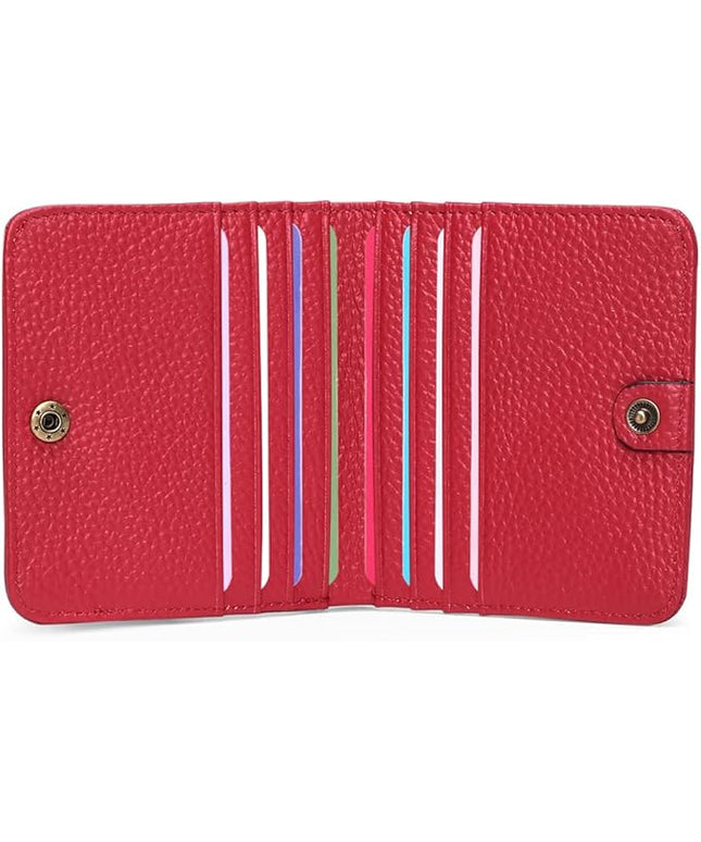 Plinvo Real Leather Small Wallet for Women Coin Pouch RFID Blocking Bifold Credit Card Holder Mini Wallet for Ladies (Red)