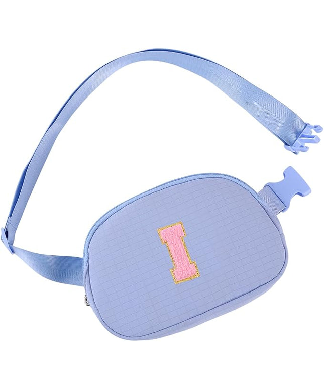 Glratn Initial Letter Fanny Pack for Girls,Patch Belt Bag,Toddler Crossbody Bags，Gifts for 3 4 5 6 7 8 9 10 11 12 Year Old Teens Kids,Christmas Graduation Gifts for Teen Girls .(Blue-I)