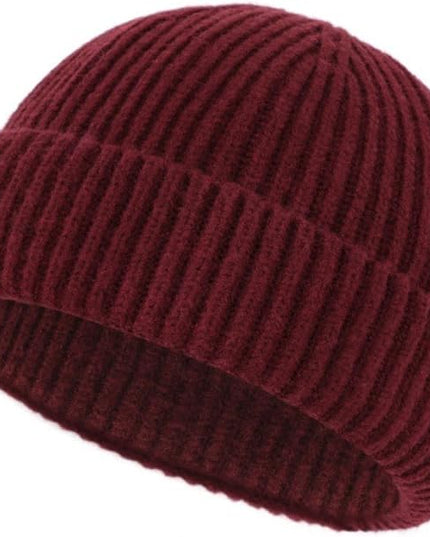 Stylish Wool Knit Short Cuff Fisherman Beanie for Men and Women Unisex Warm Winter Hat